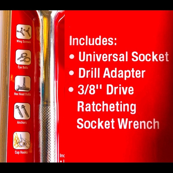 NEW 3/8" Drive Ratchet Handle Wrench, Universal Socket & Drill Adapter 3PC Set - Picture 6 of 16